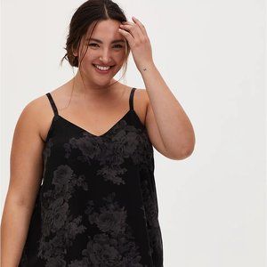 *NEW* TORRID SOPHIE - BLACK FLORAL CHIFFON DOUBLE LAYER CAMI